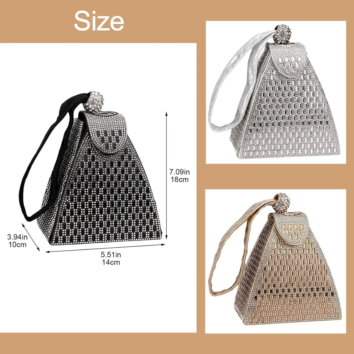 Womens Evening Rhinestone Clutch Bag, Fashion Evening Handbag Purse for Cocktail Wedding Engagement Party Night