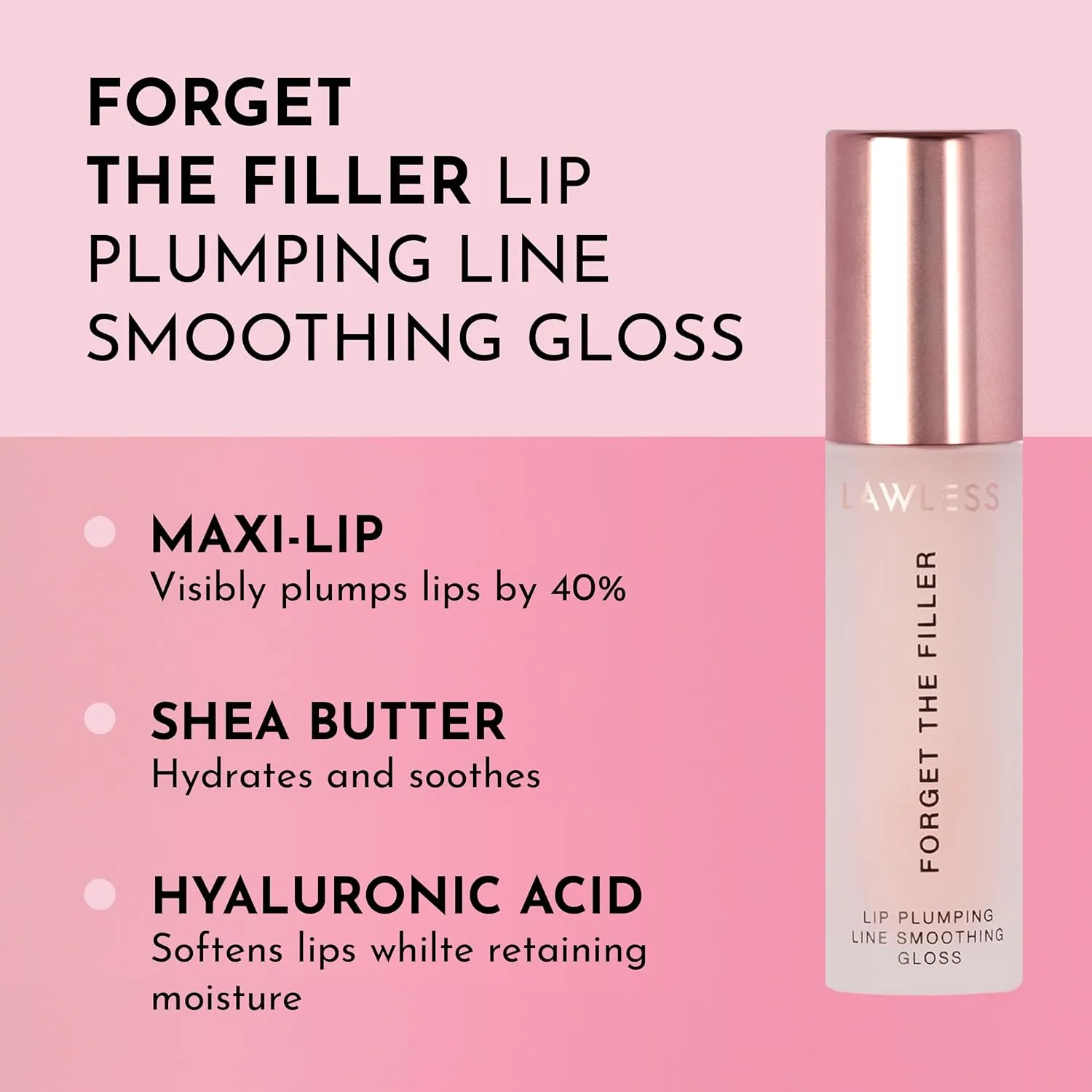 Women's Forget The Filler Lip Plumper Line Gloss, Rosy Outlook, Pink, 0.11 Fl Oz (Pack of 1)