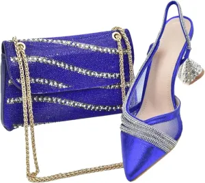 Women's Italian Party Shoe & Bag Set - Luxury Designer Pumps & Matching Clutch for Nigerian Women's Evening Events
