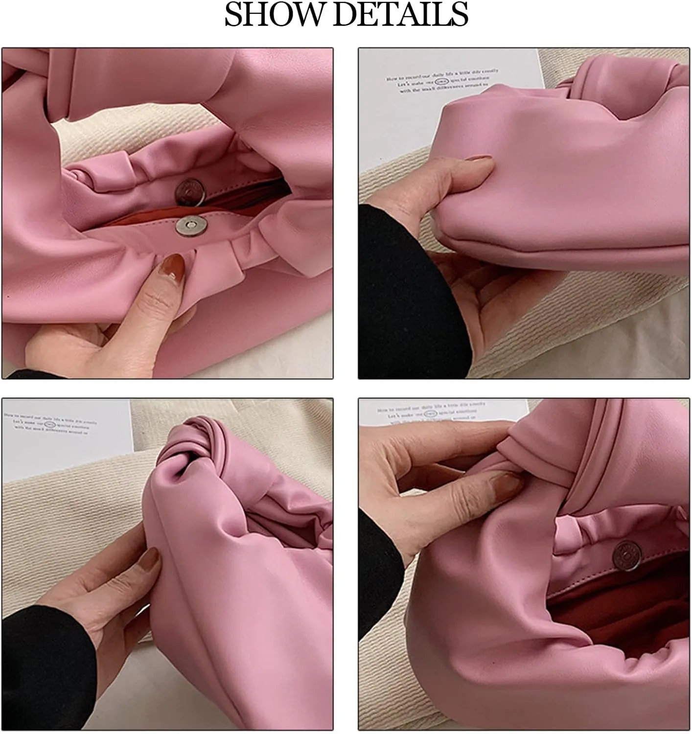 Women's Wrinkled Leather Cloud Shape Knotted Handbag Fashion Y2K Dumpling Underarm Hobo Clutch Purse for Party Shopping (Brown)
