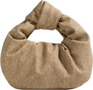 Women's Wrinkled Leather Cloud Shape Knotted Handbag Fashion Y2K Dumpling Underarm Hobo Clutch Purse for Party Shopping (Brown)