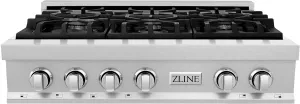 ZLINE 36 in. Legacy Gas Rangetop with 6 Burners and Porcelain Cooktop in Satin Stainless Steel (RTS-36)